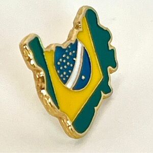 Vibrant Gold and Green Brazilian Flag Pin
